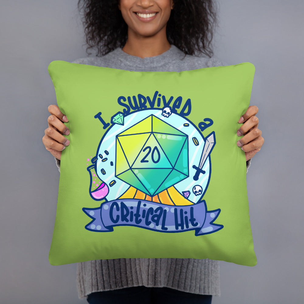 I SURVIVED A CRITICAL HIT - Pillow - ChubbleGumLLC