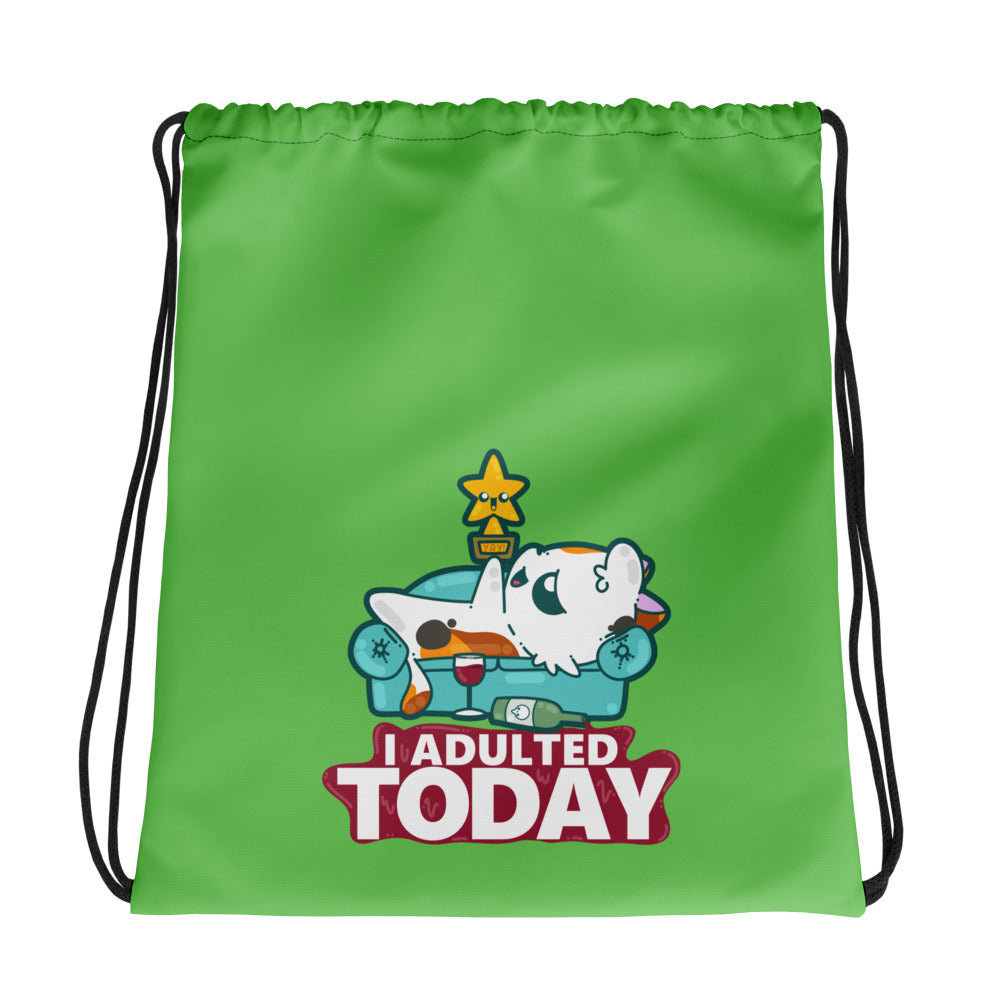 I ADULTED TODAY - Drawstring Bag - ChubbleGumLLC