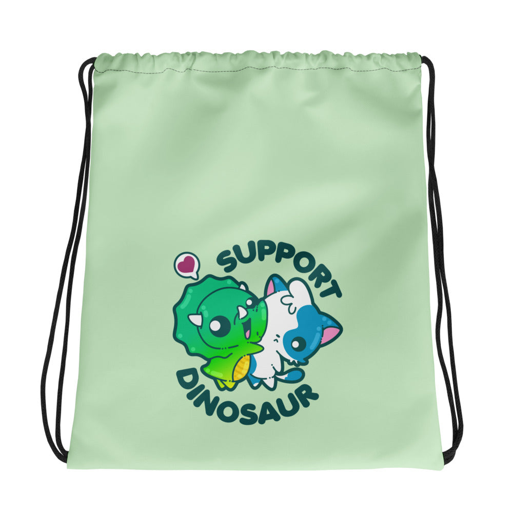 SUPPORT DINO - Drawstring Bag - ChubbleGumLLC