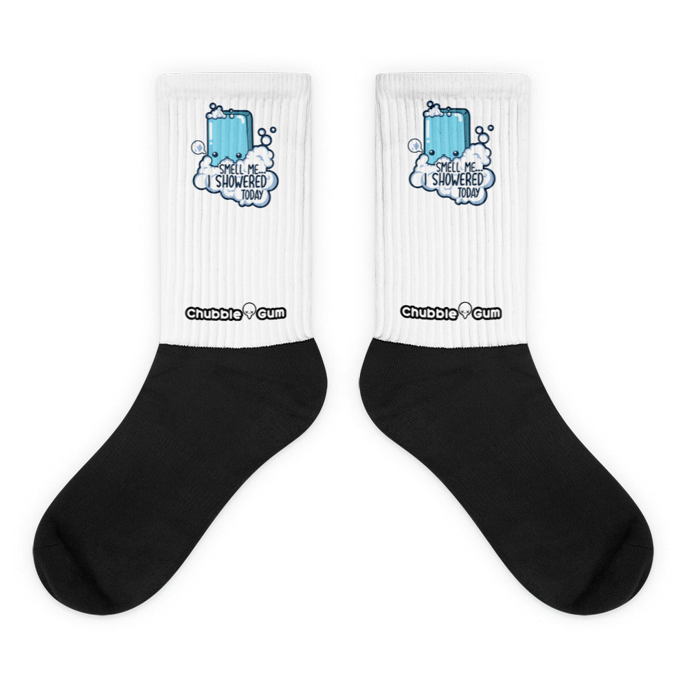 SMELL ME I SHOWERED TODAY - Socks - ChubbleGumLLC