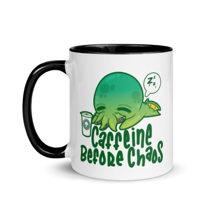 CAFFEINE BEFORE CHAOS - Mug with Color Inside - ChubbleGumLLC