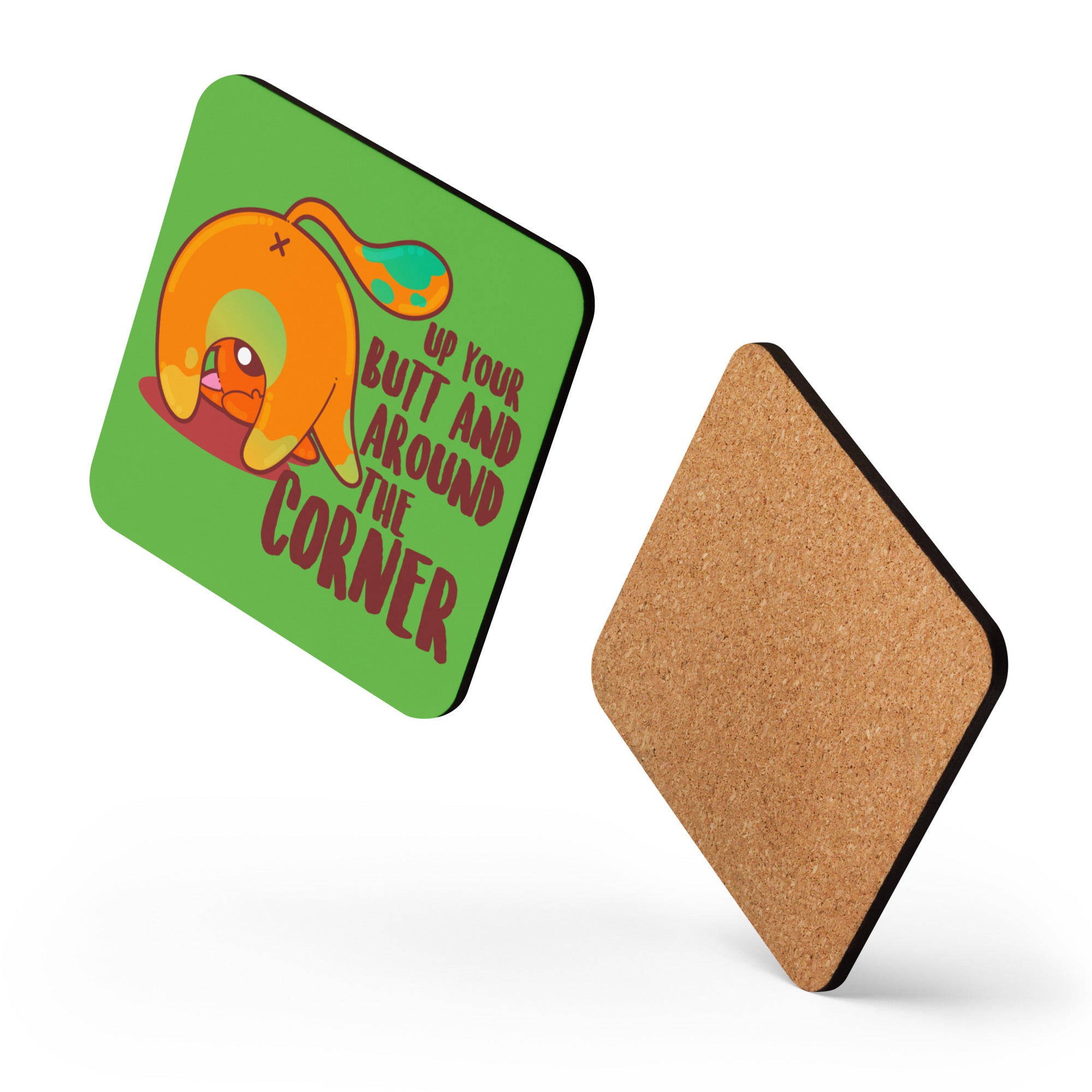 UP YOUR BUTT - Cork-Back Coaster - ChubbleGumLLC