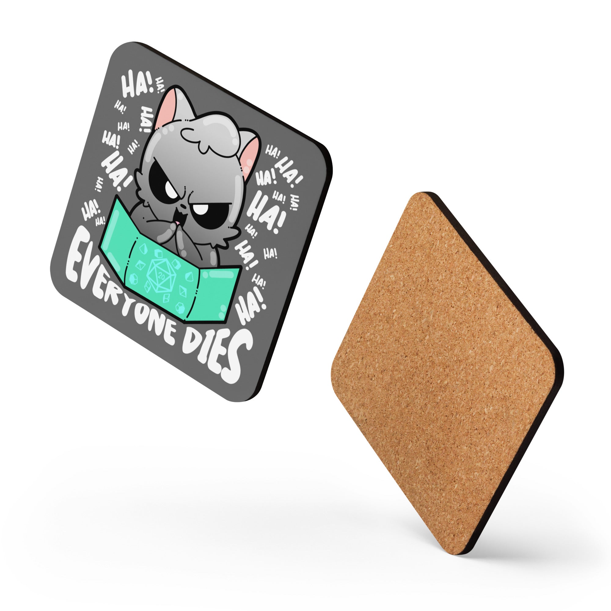 EVERYONE DIES - Cork-Back Coaster - ChubbleGumLLC