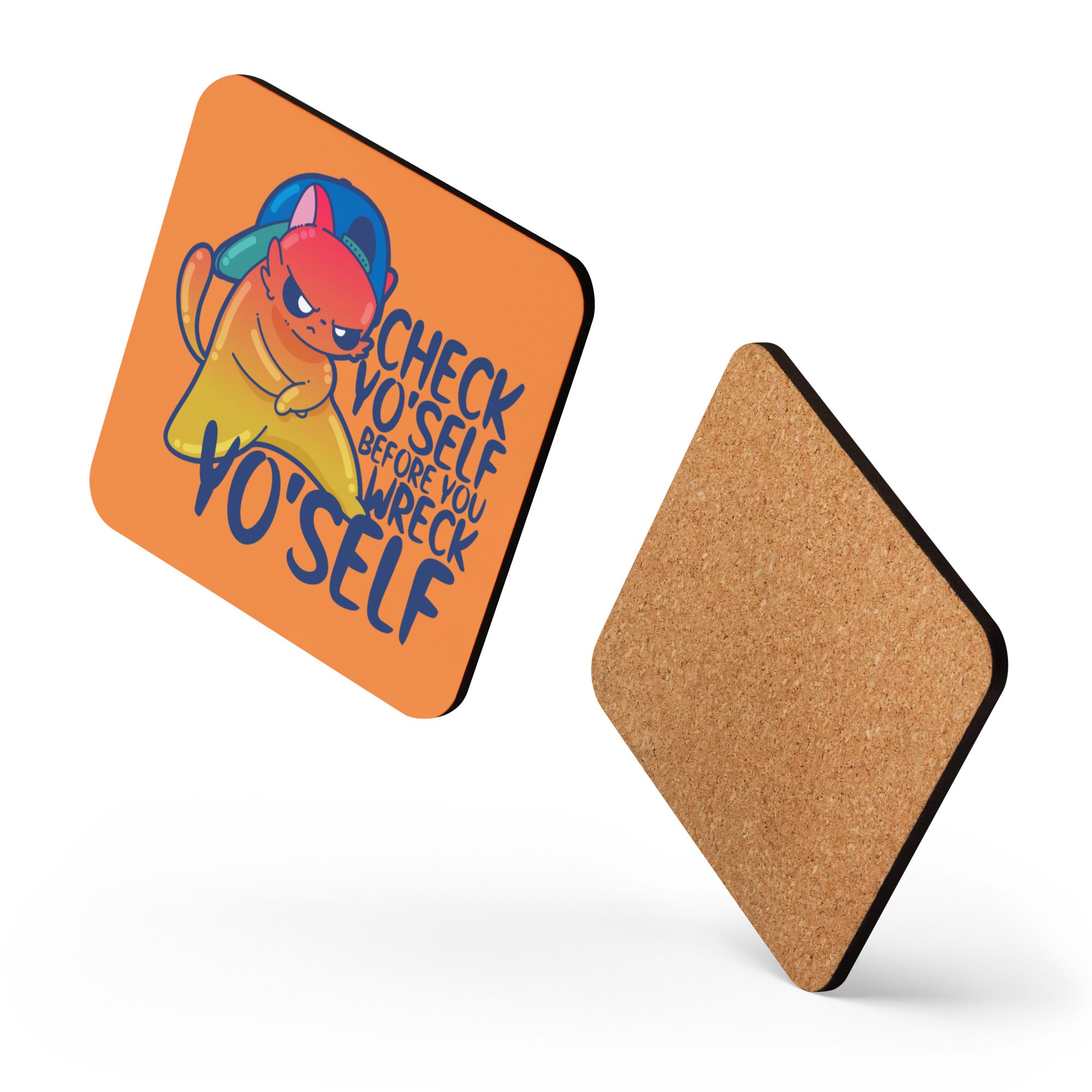 CHECK YOSELF - Cork-Back Coaster - ChubbleGumLLC