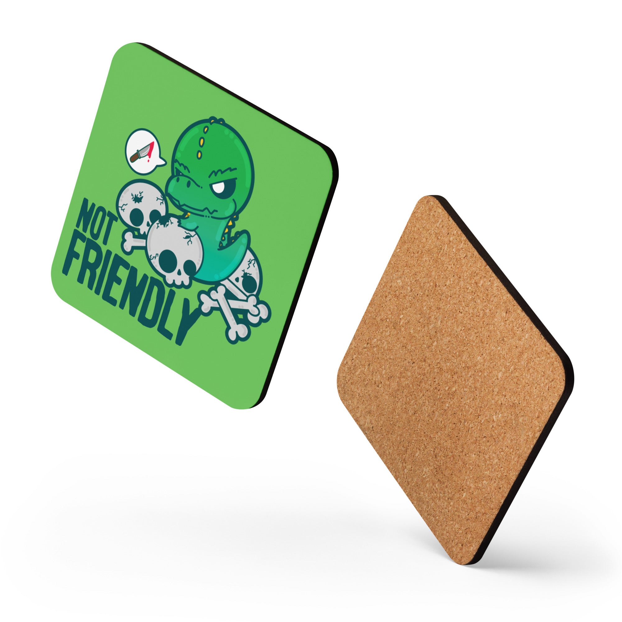 NOT FRIENDLY - Cork-Back Coaster - ChubbleGumLLC