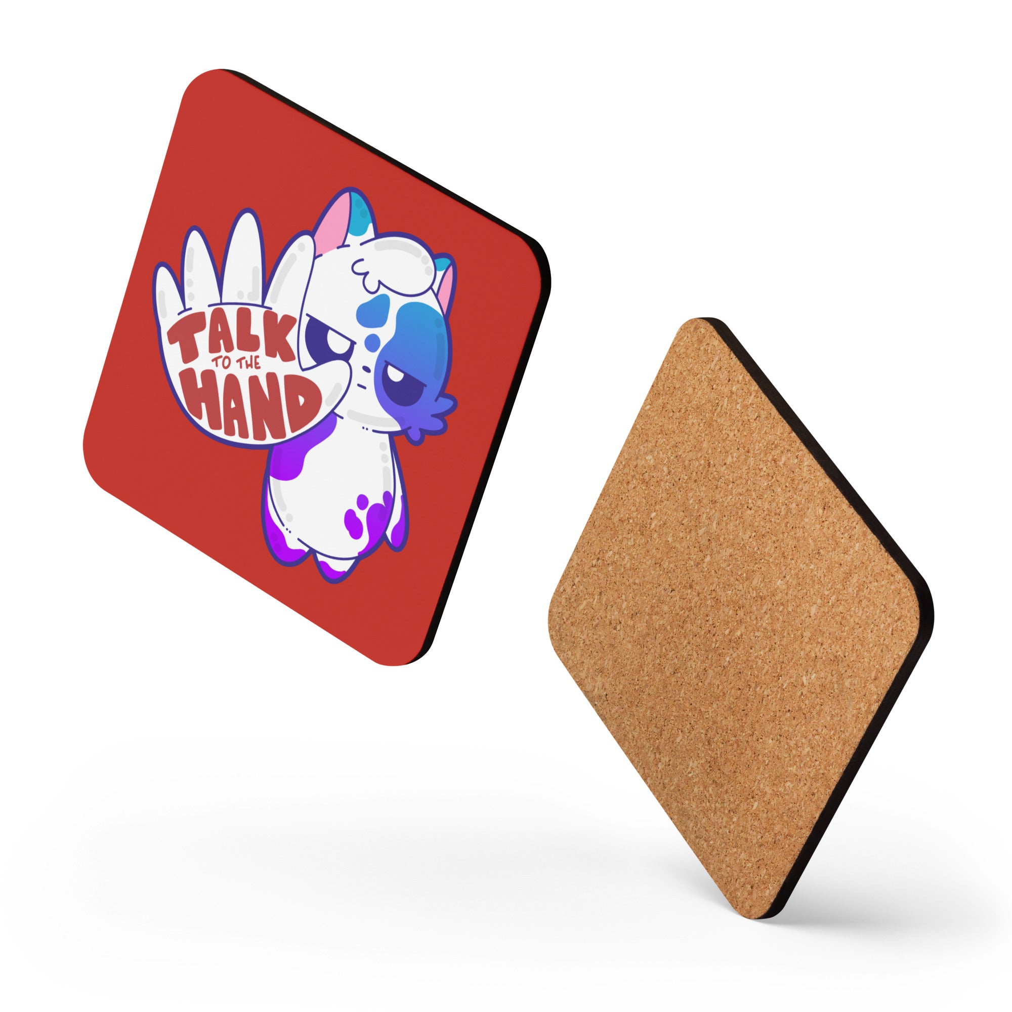 TALK TO THE HAND - Cork-Back Coaster - ChubbleGumLLC