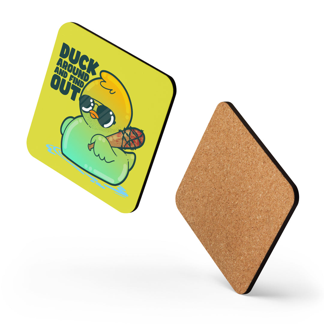 DUCK AROUND AND FIND OUT - Cork-Back Coaster - ChubbleGumLLC