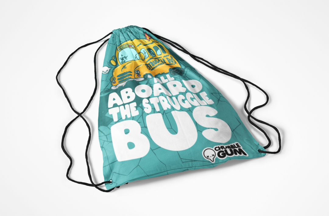 Drawstring Bag - All Aboard the Struggle Bus - ChubbleGumLLC