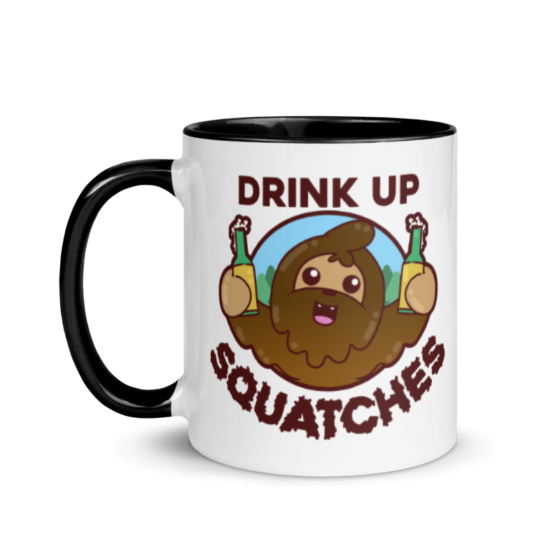 DRINK UP SQUATCHES - Mug with Color Inside - ChubbleGumLLC