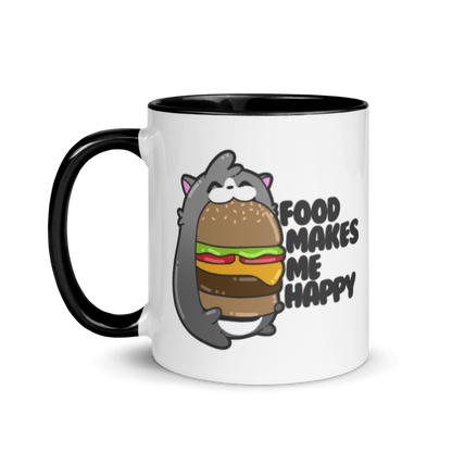 FOOD MAKES ME HAPPY - Mug with Color Inside - ChubbleGumLLC