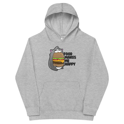 FOOD MAKES ME HAPPY - Kids Fleece Hoodie - ChubbleGumLLC