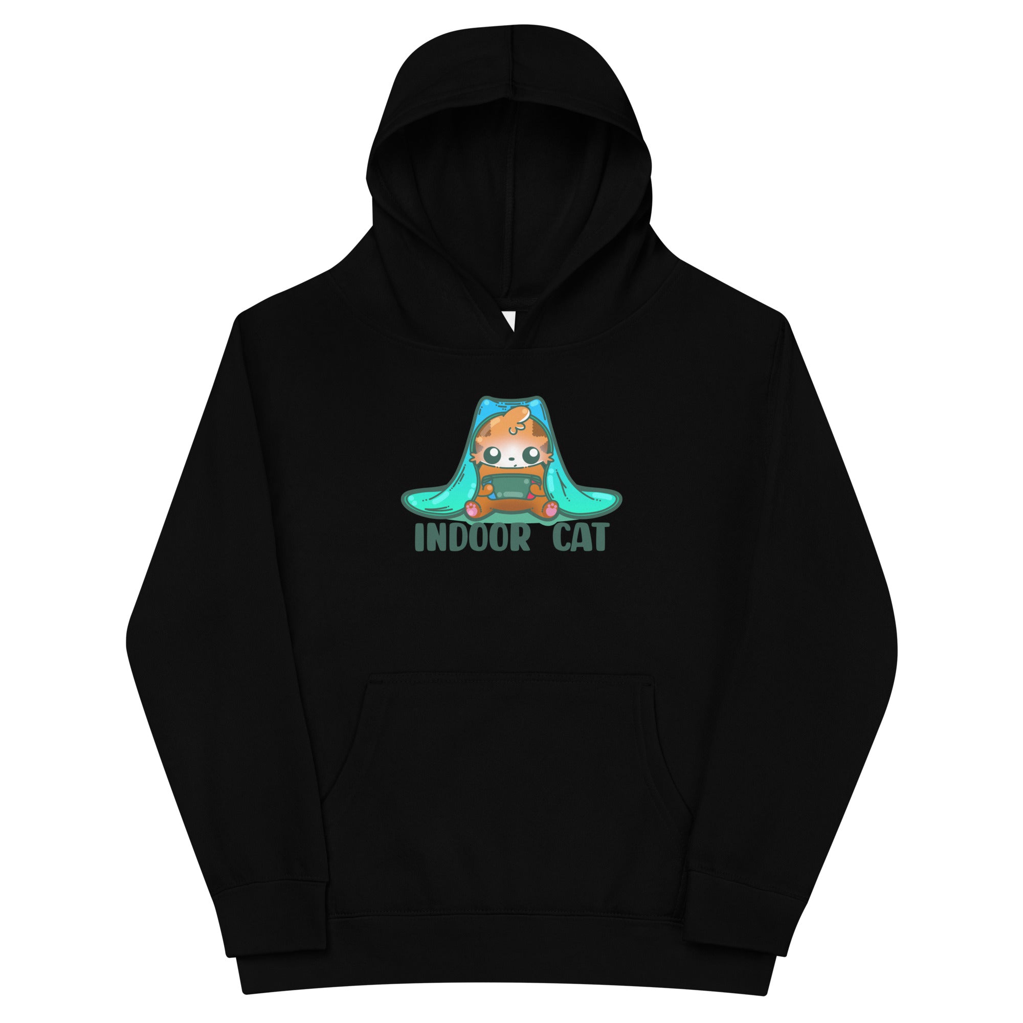 INDOOR CAT - Kids Fleece Hoodie - ChubbleGumLLC