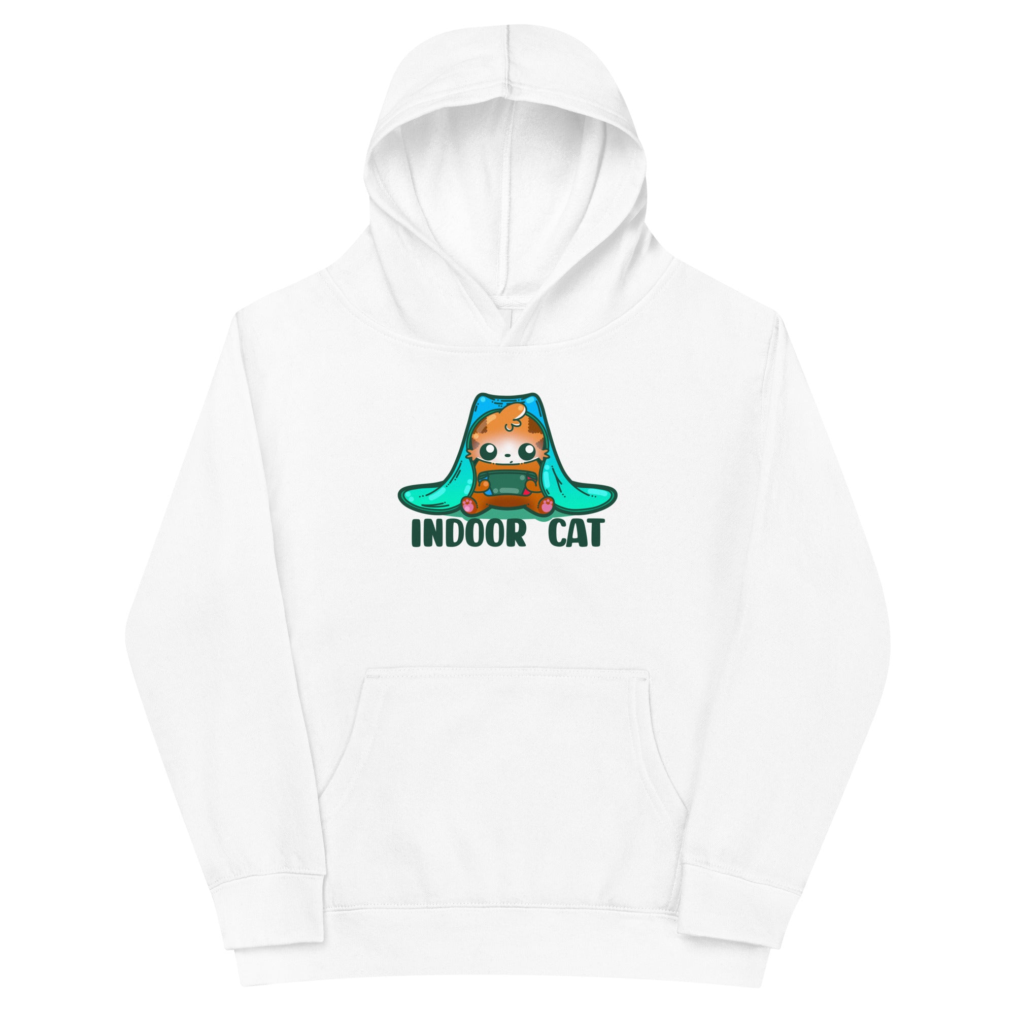 INDOOR CAT - Kids Fleece Hoodie - ChubbleGumLLC