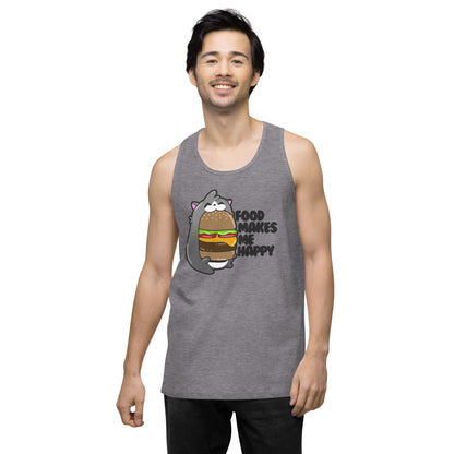 FOOD MAKES ME HAPPY - Premium Tank Top - ChubbleGumLLC