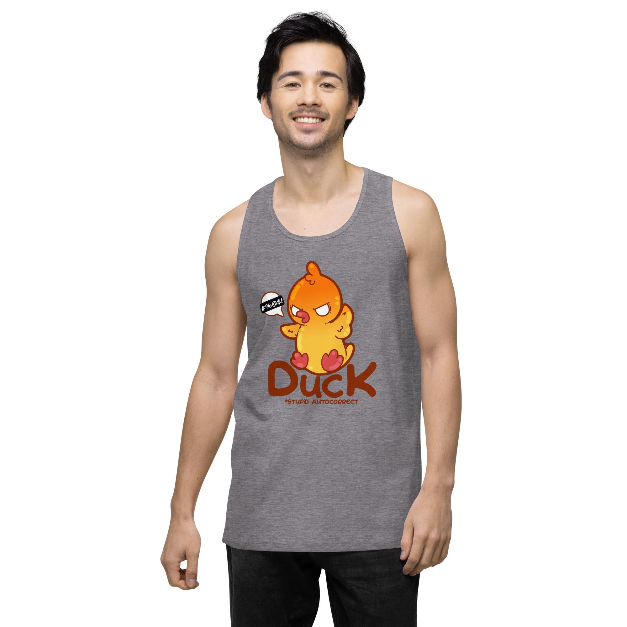 DUCK STUPID AUTOCORRECT - Premium Tank Top - ChubbleGumLLC