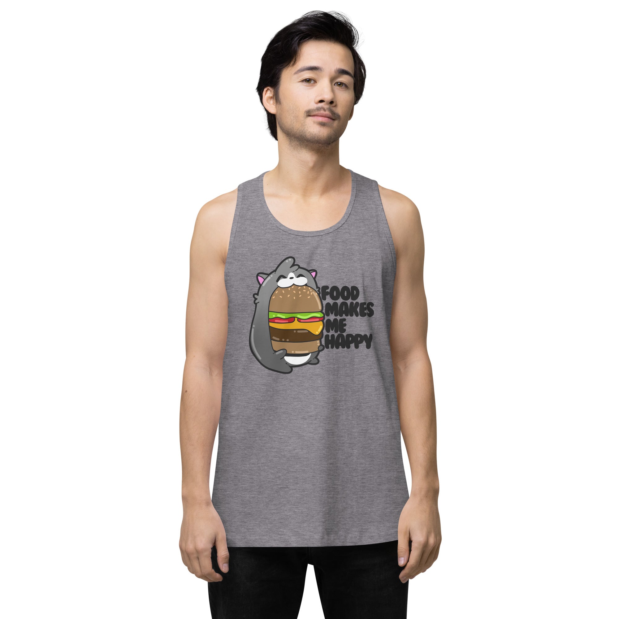 FOOD MAKES ME HAPPY - Premium Tank Top - ChubbleGumLLC