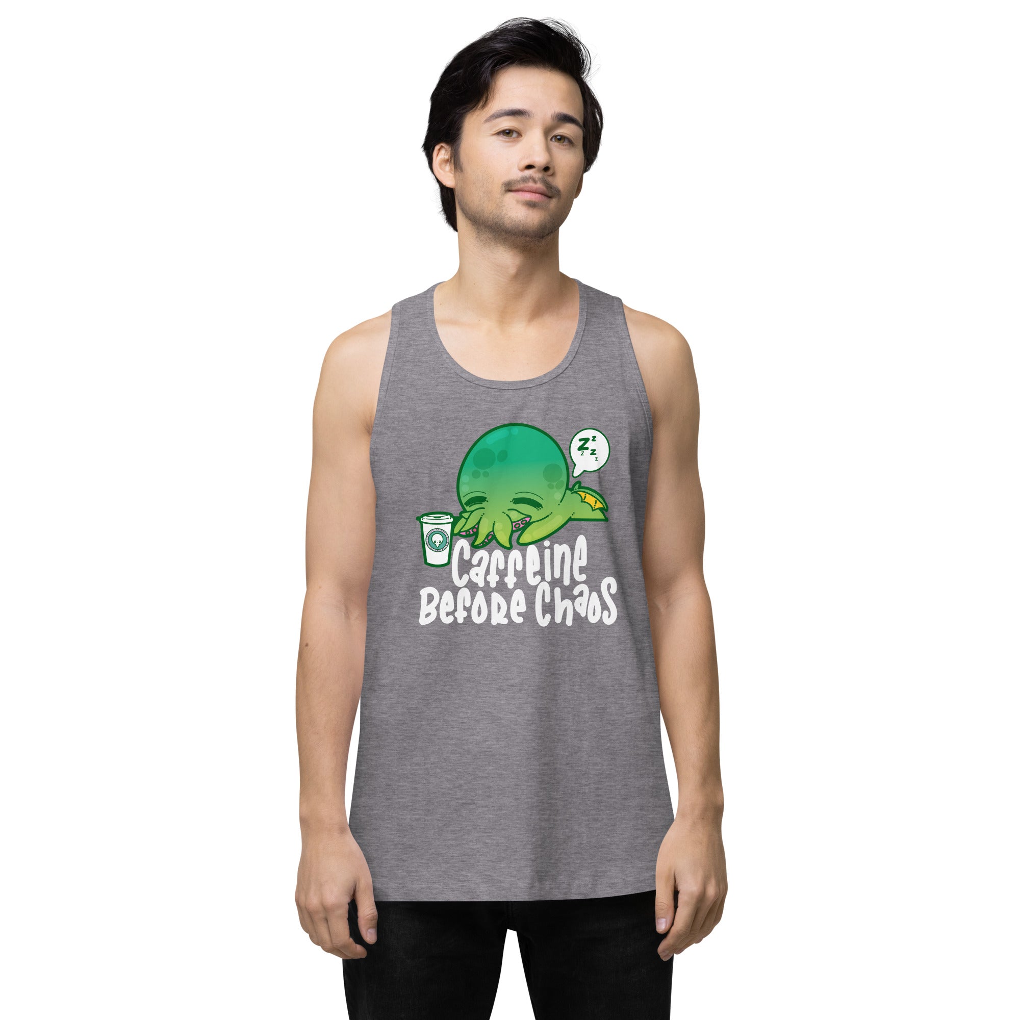 CAFFEINE BEFORE CHAOS - Modified Premium Tank Top - ChubbleGumLLC