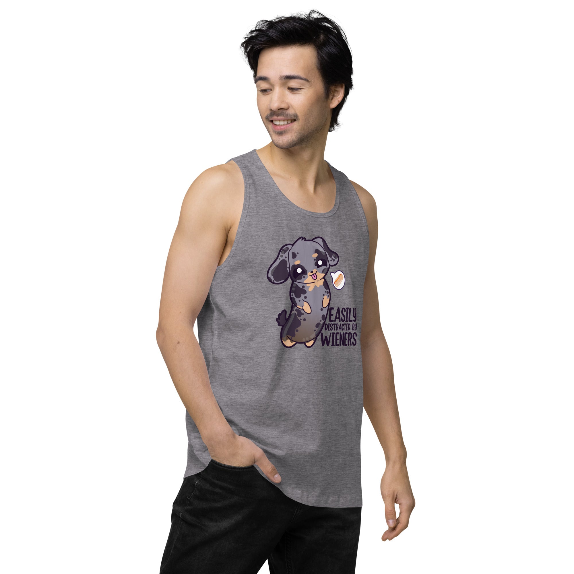 EASILY DISTRACTED BY WIENERS - Premium Tank Top - ChubbleGumLLC