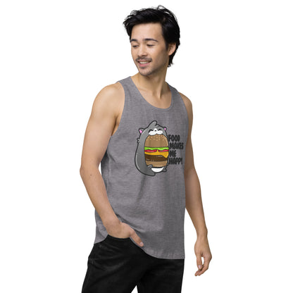 FOOD MAKES ME HAPPY - Premium Tank Top - ChubbleGumLLC