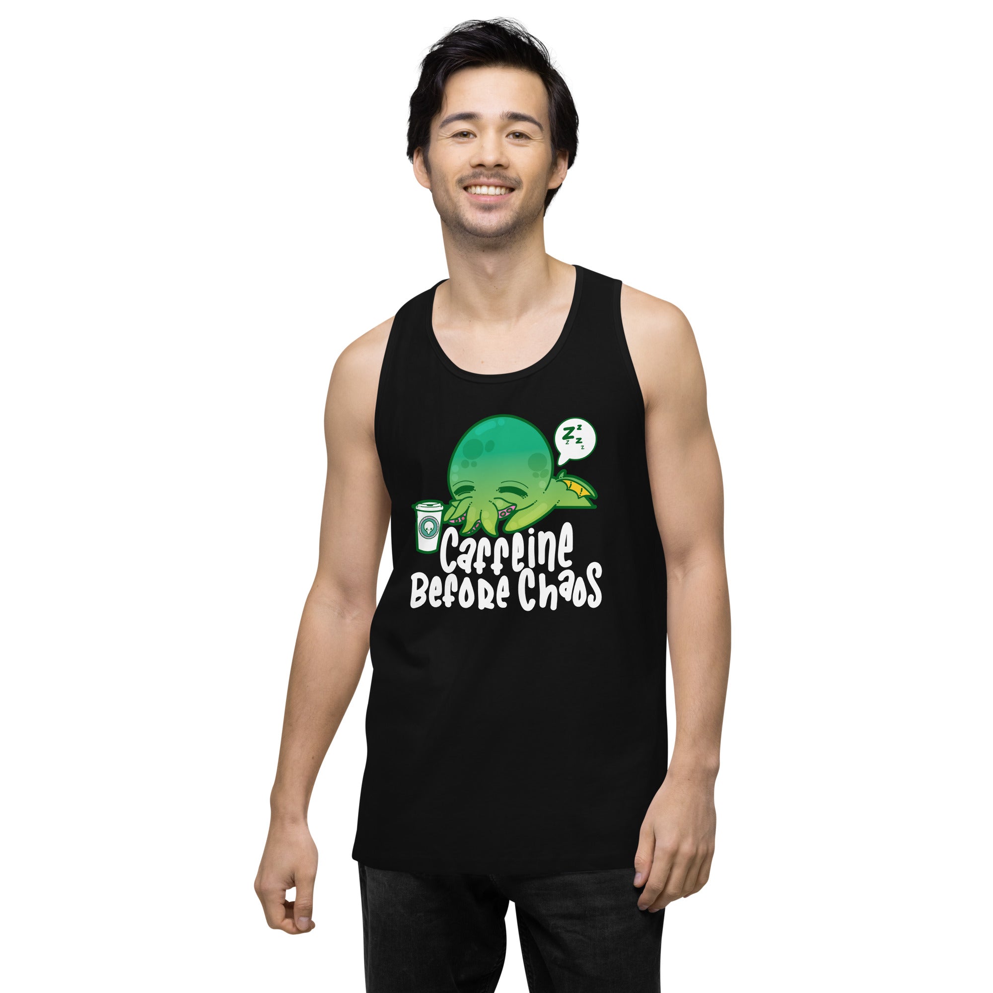 CAFFEINE BEFORE CHAOS - Modified Premium Tank Top - ChubbleGumLLC