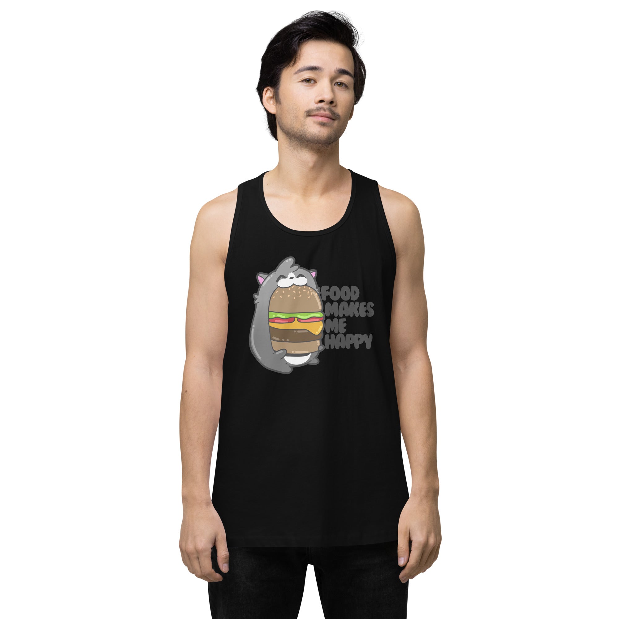 FOOD MAKES ME HAPPY - Premium Tank Top - ChubbleGumLLC