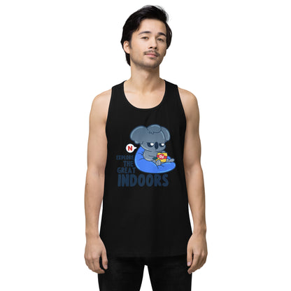 EXPLORE THE GREAT INDOORS - Premium Tank Top - ChubbleGumLLC