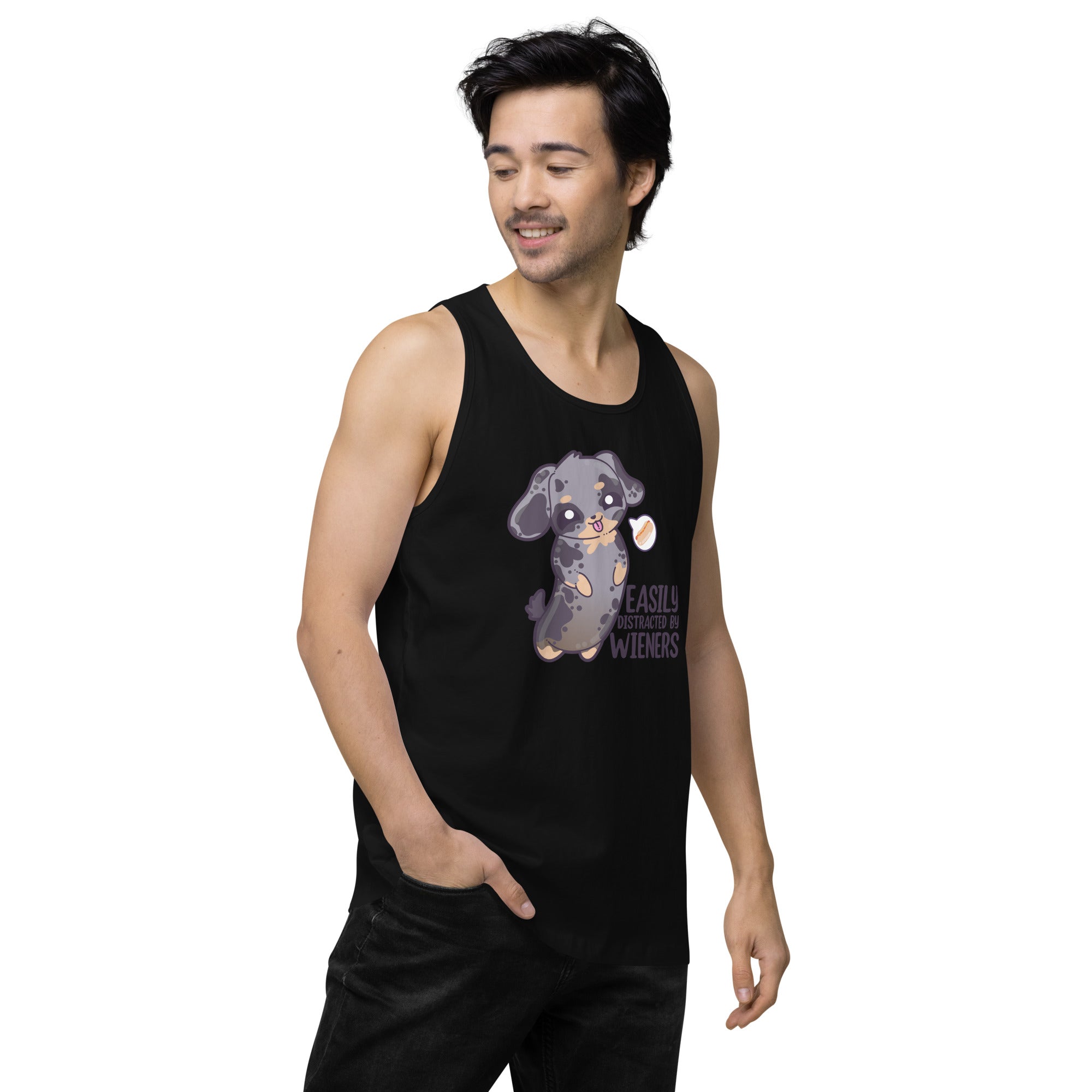 EASILY DISTRACTED BY WIENERS - Premium Tank Top - ChubbleGumLLC