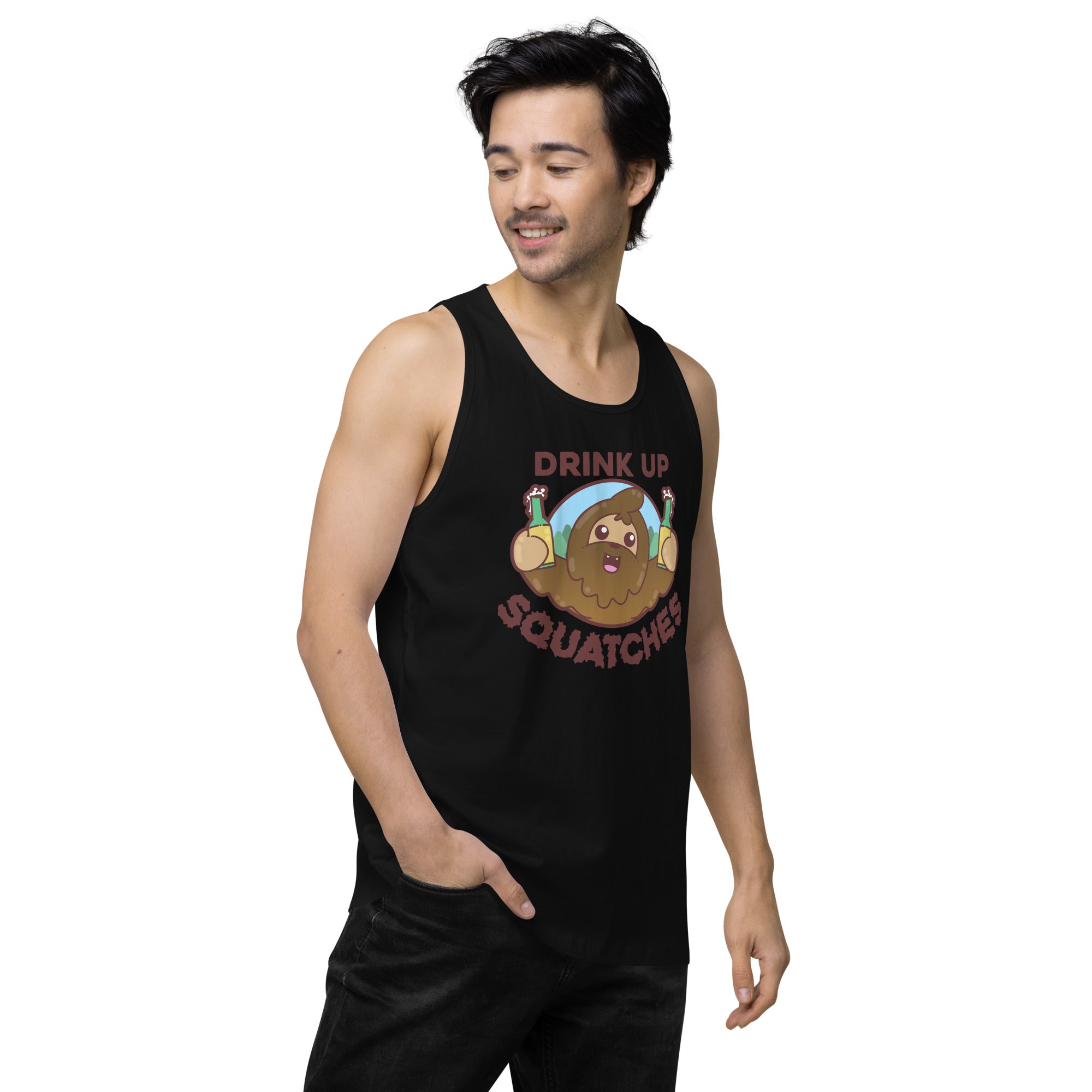 DRINK UP SQUATCHES - Premium Tank Top - ChubbleGumLLC