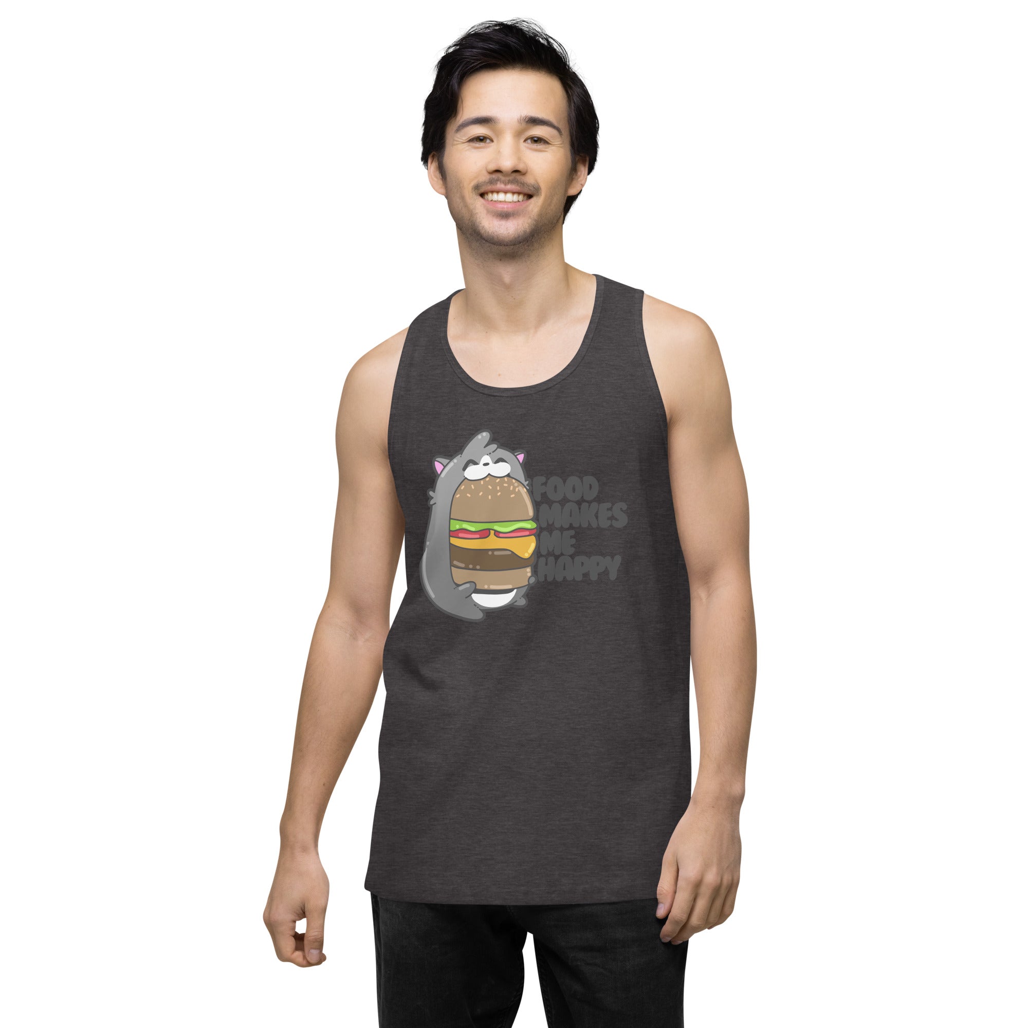 FOOD MAKES ME HAPPY - Premium Tank Top - ChubbleGumLLC