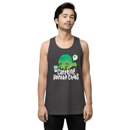 CAFFEINE BEFORE CHAOS - Modified Premium Tank Top - ChubbleGumLLC