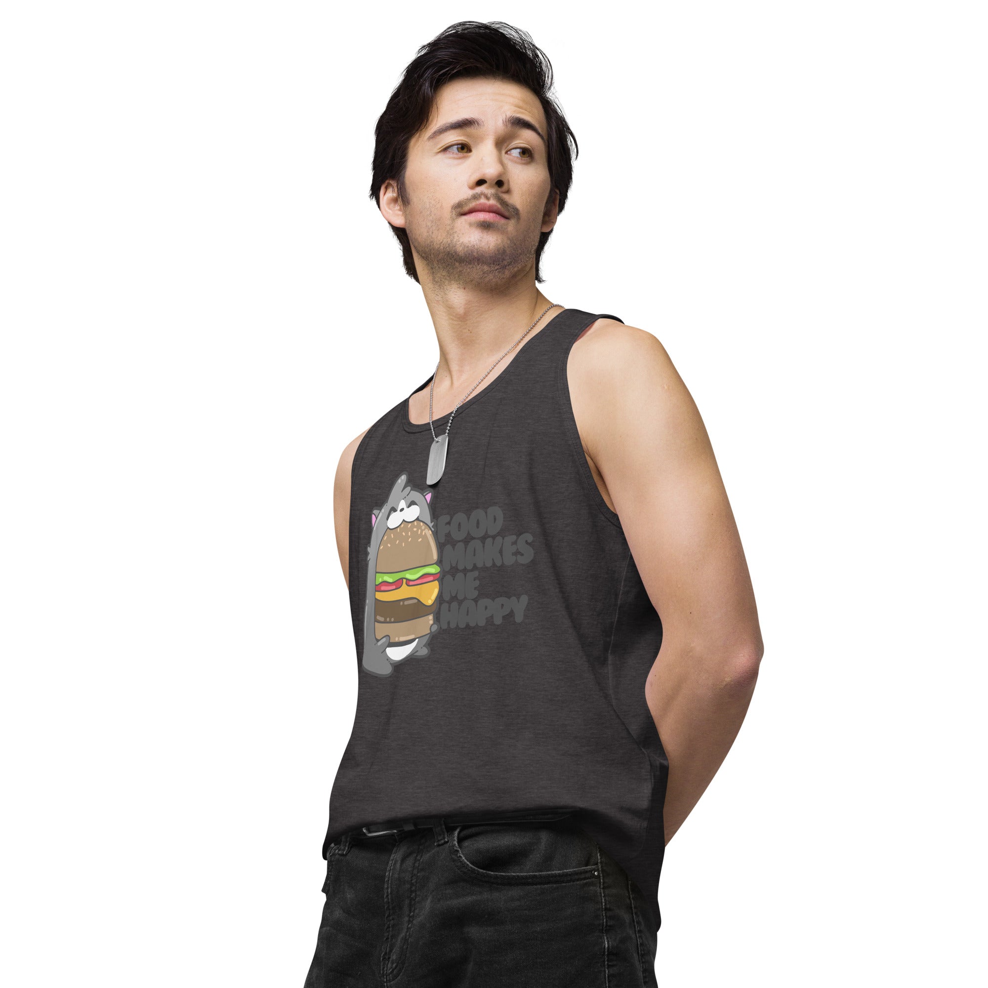 FOOD MAKES ME HAPPY - Premium Tank Top - ChubbleGumLLC