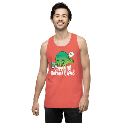 CAFFEINE BEFORE CHAOS - Modified Premium Tank Top - ChubbleGumLLC