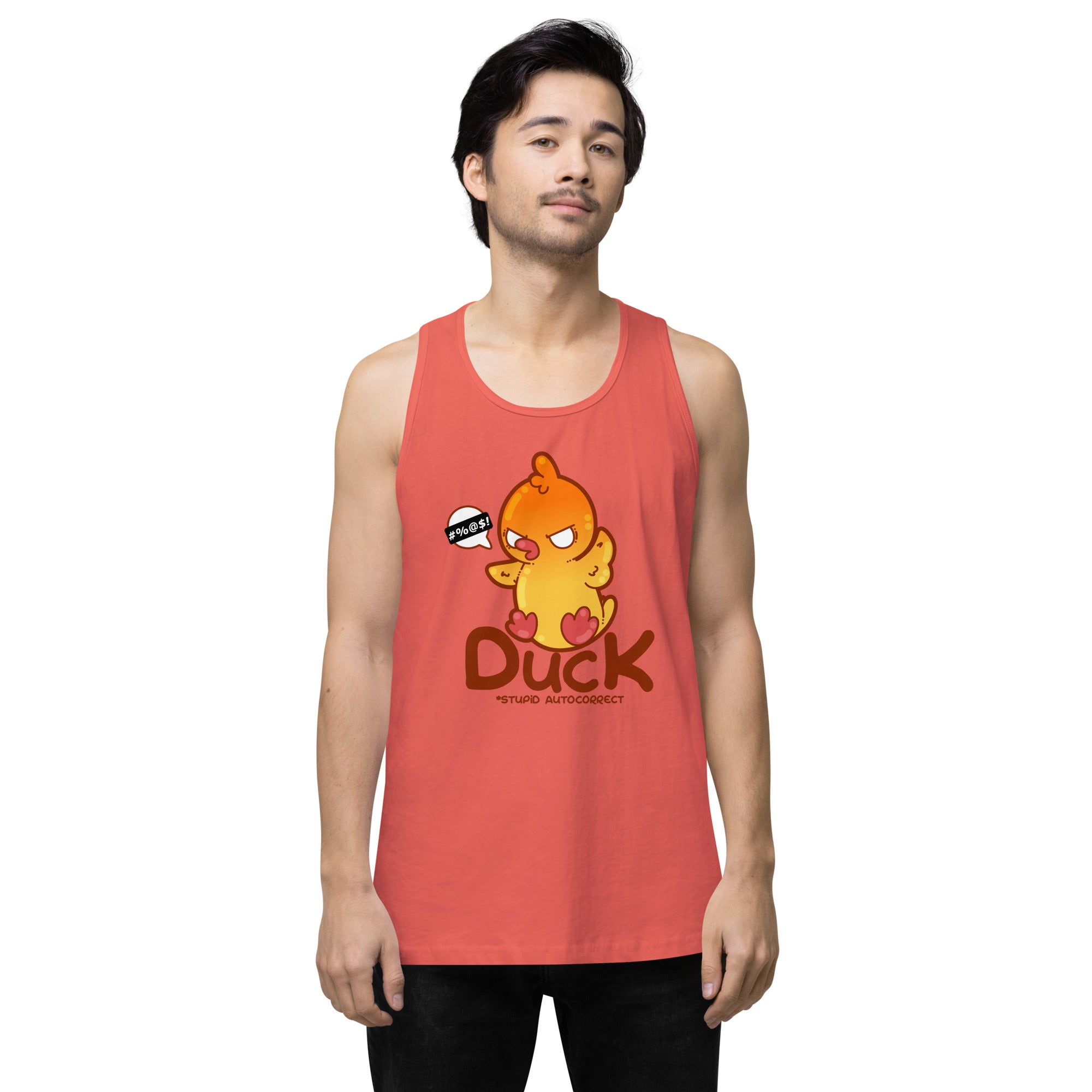 DUCK STUPID AUTOCORRECT - Premium Tank Top - ChubbleGumLLC