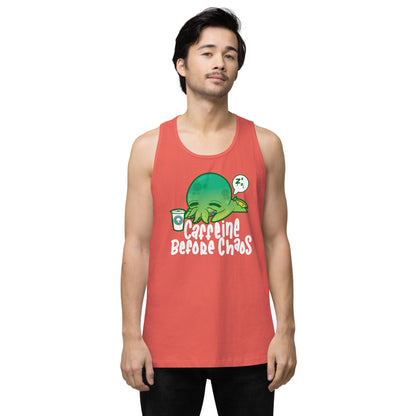 CAFFEINE BEFORE CHAOS - Modified Premium Tank Top - ChubbleGumLLC