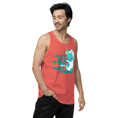 ON MY WAY TO MESS THINGS UP - Premium Tank Top - ChubbleGumLLC