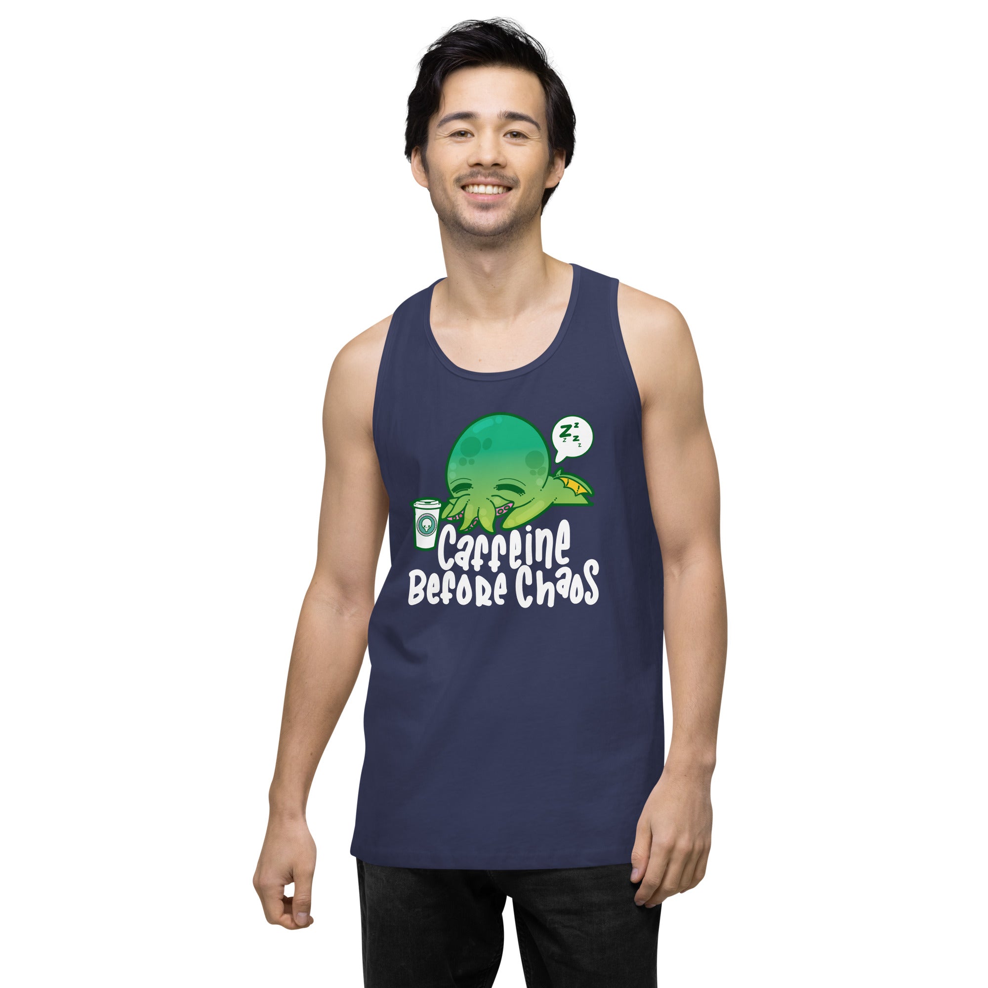 CAFFEINE BEFORE CHAOS - Modified Premium Tank Top - ChubbleGumLLC