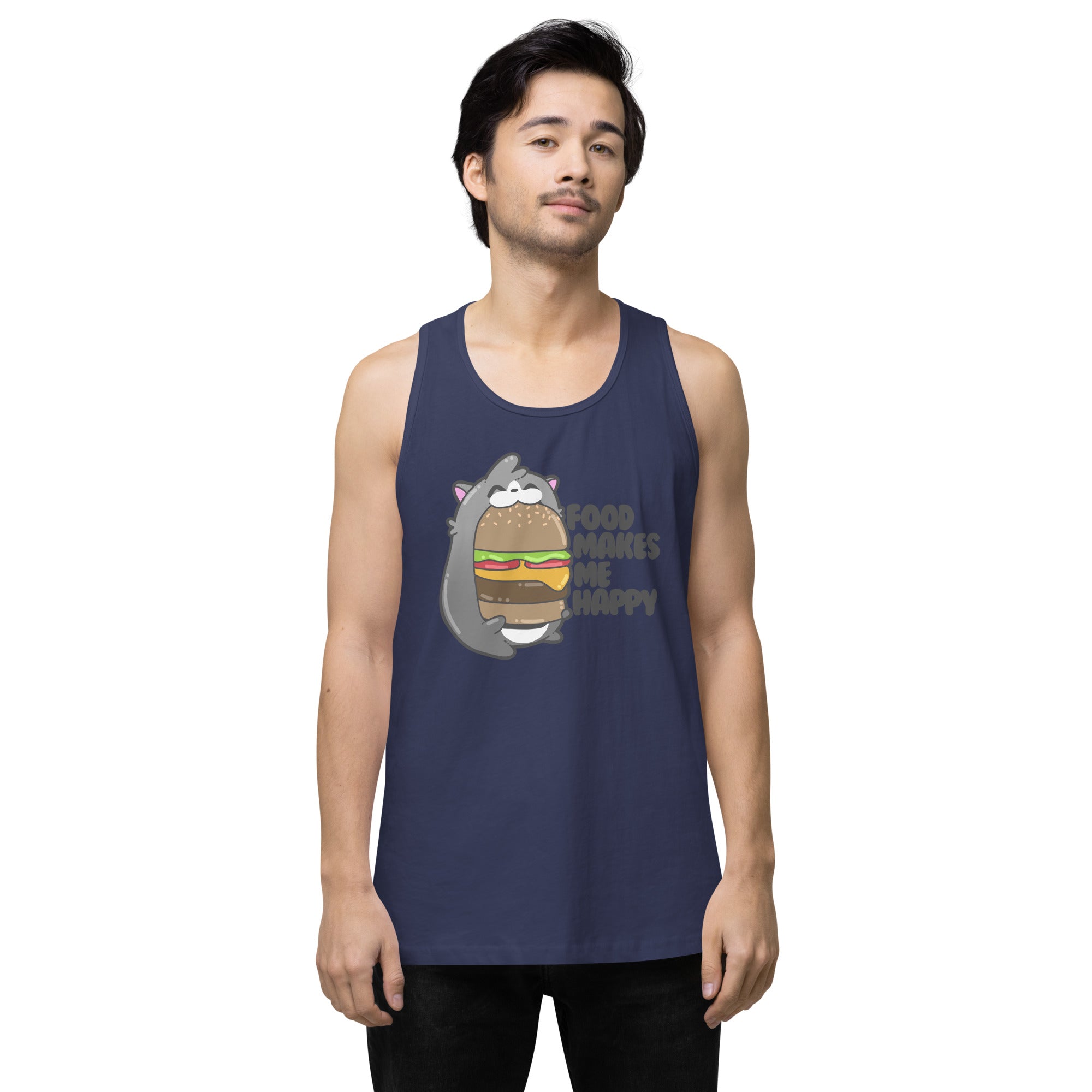 FOOD MAKES ME HAPPY - Premium Tank Top - ChubbleGumLLC