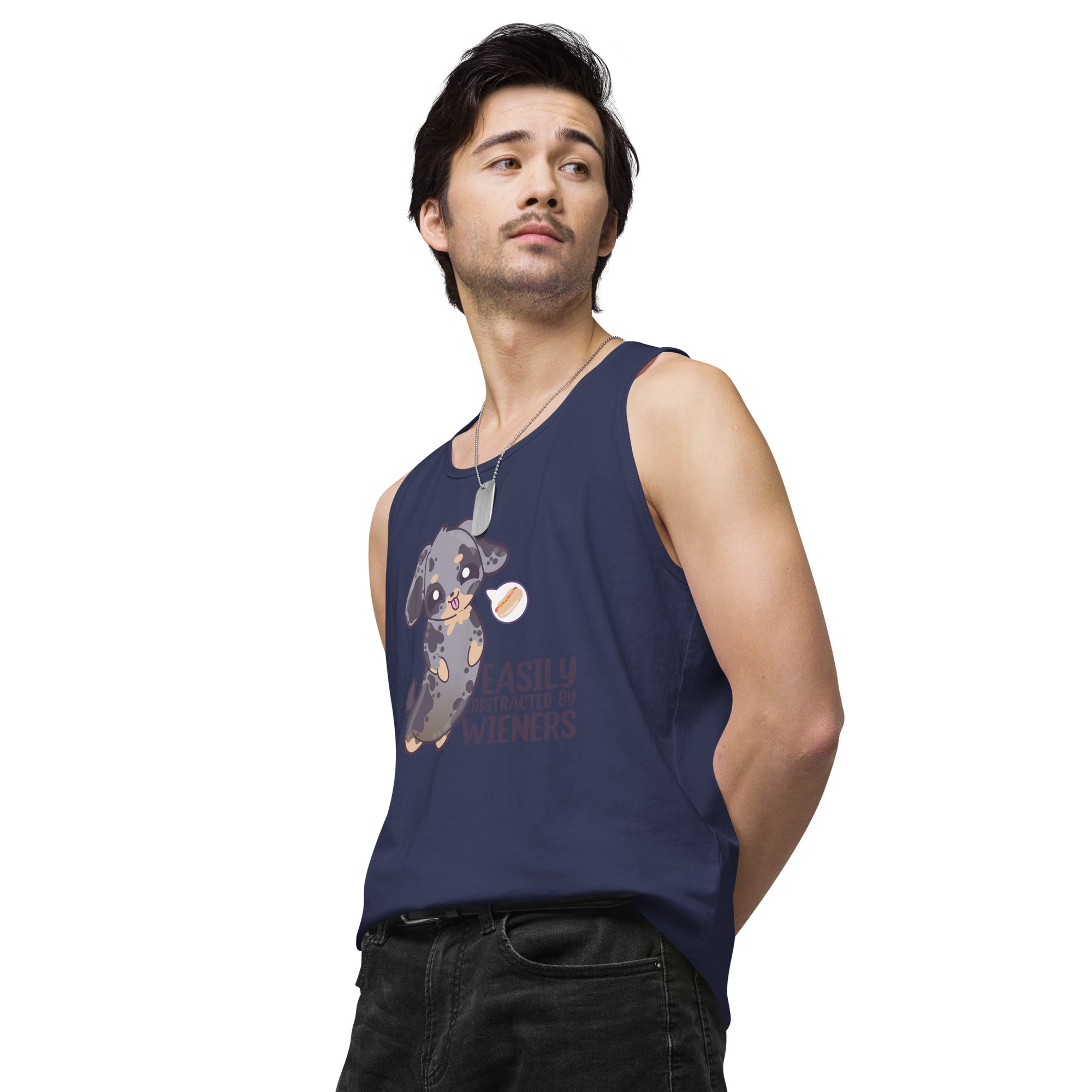 EASILY DISTRACTED BY WIENERS - Premium Tank Top - ChubbleGumLLC