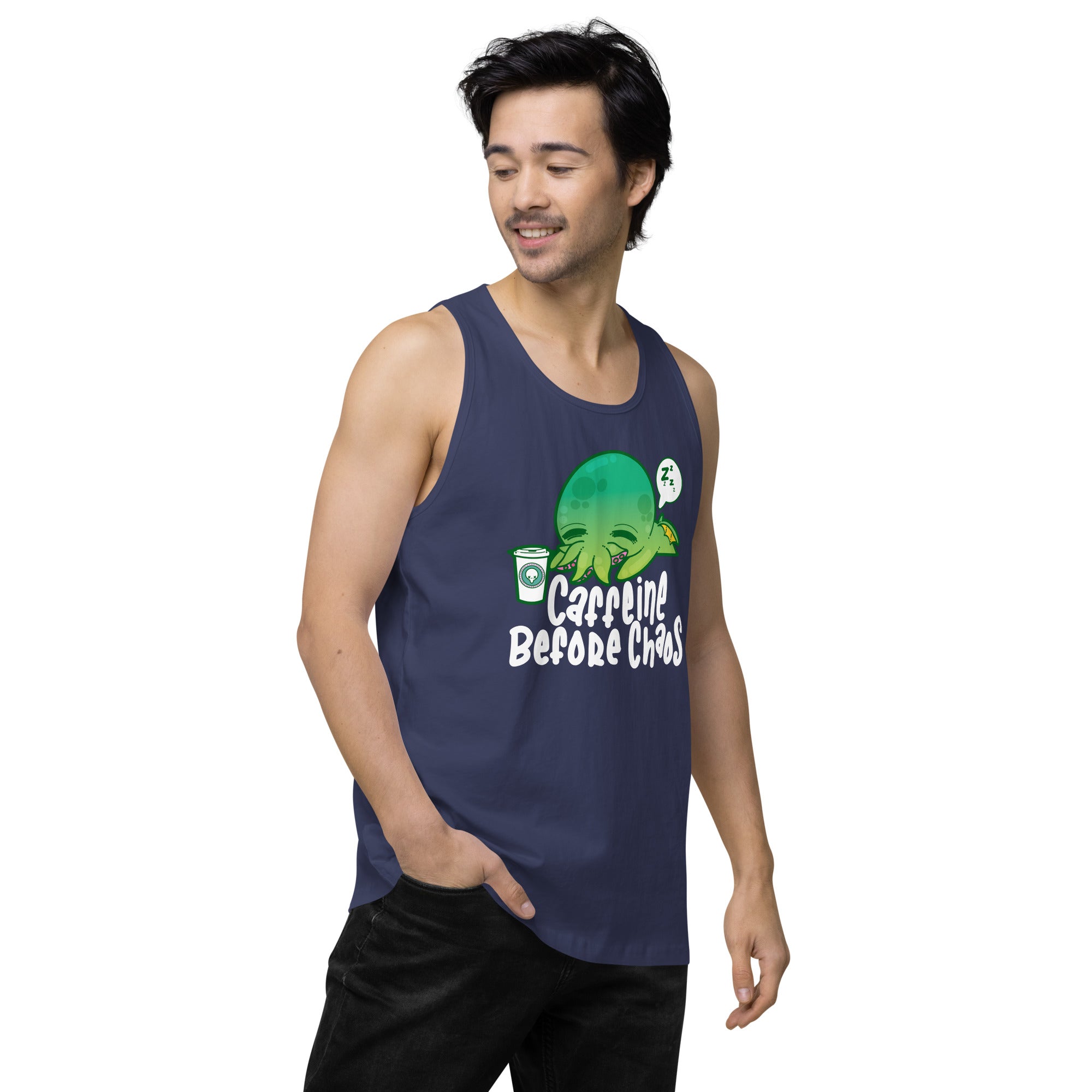 CAFFEINE BEFORE CHAOS - Modified Premium Tank Top - ChubbleGumLLC