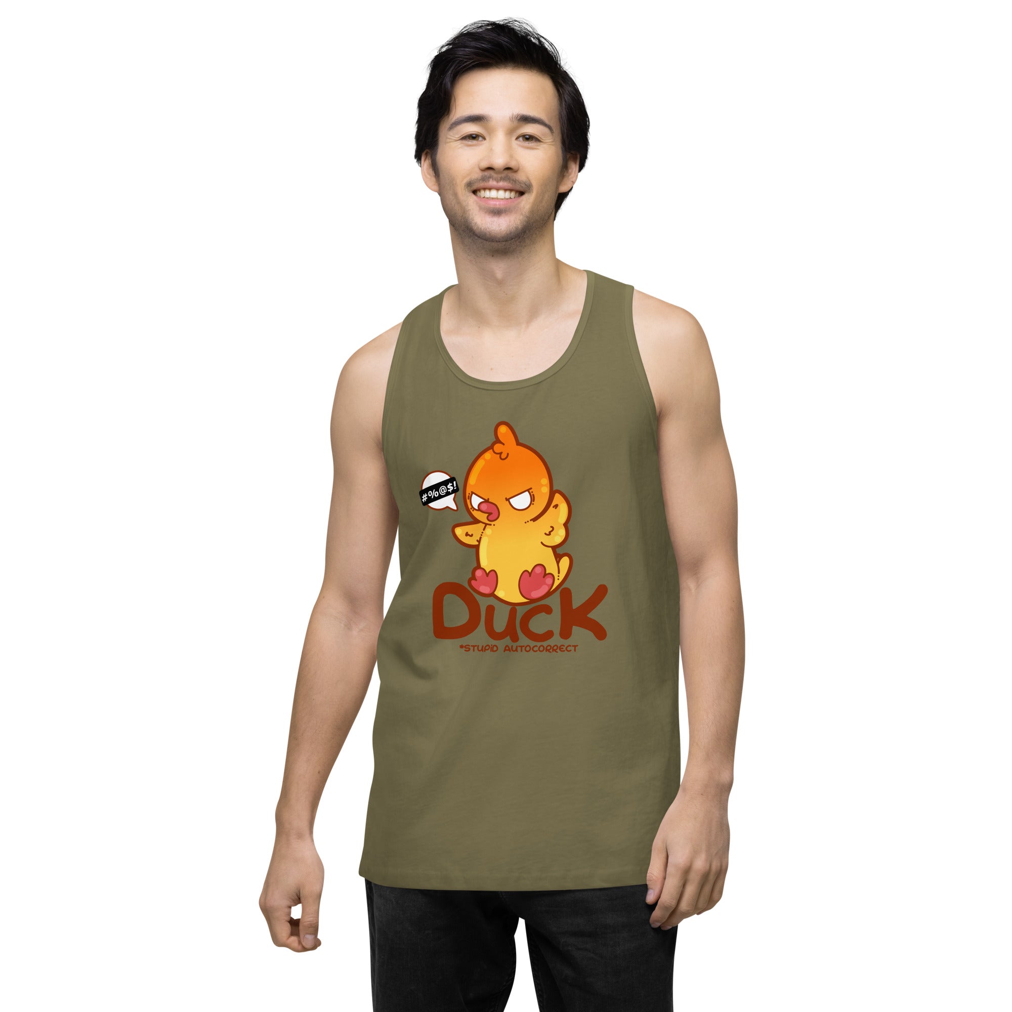 DUCK STUPID AUTOCORRECT - Premium Tank Top - ChubbleGumLLC