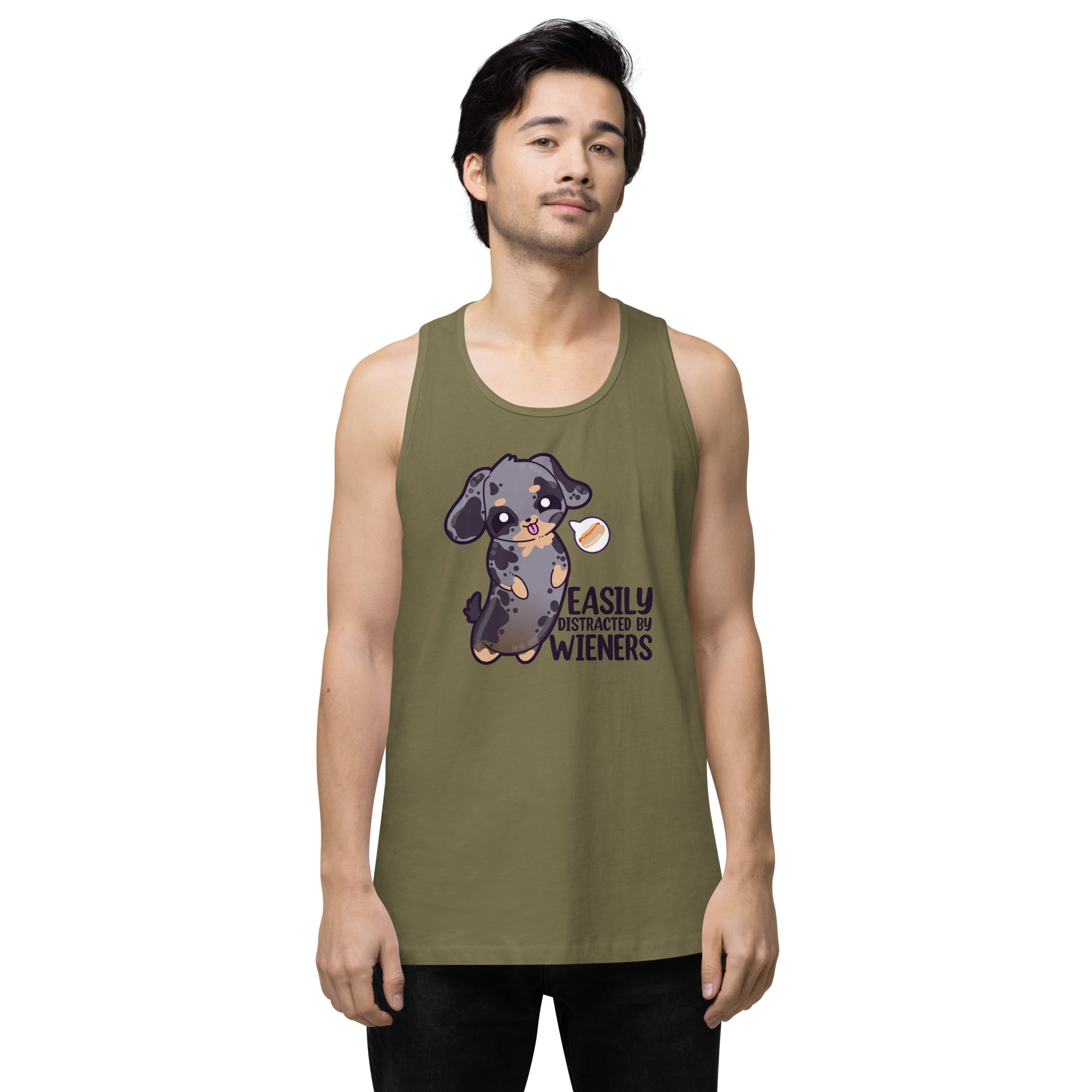 EASILY DISTRACTED BY WIENERS - Premium Tank Top - ChubbleGumLLC