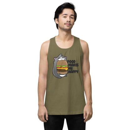 FOOD MAKES ME HAPPY - Premium Tank Top - ChubbleGumLLC