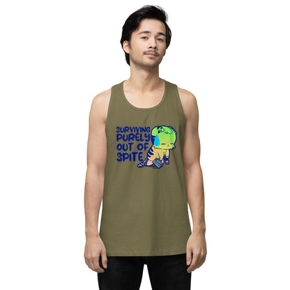 SURVIVING PURELY OUT OF SPITE - Premium Tank Top - ChubbleGumLLC