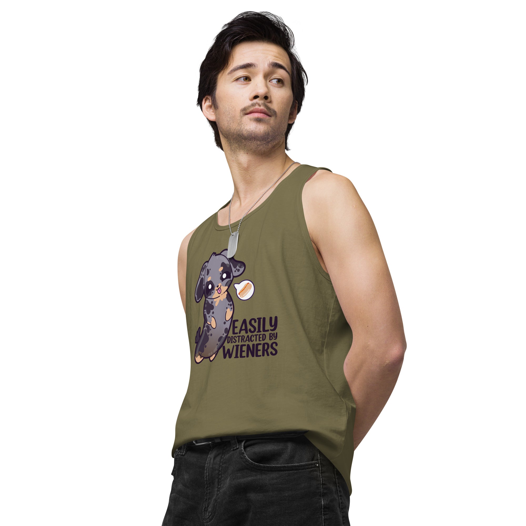 EASILY DISTRACTED BY WIENERS - Premium Tank Top - ChubbleGumLLC