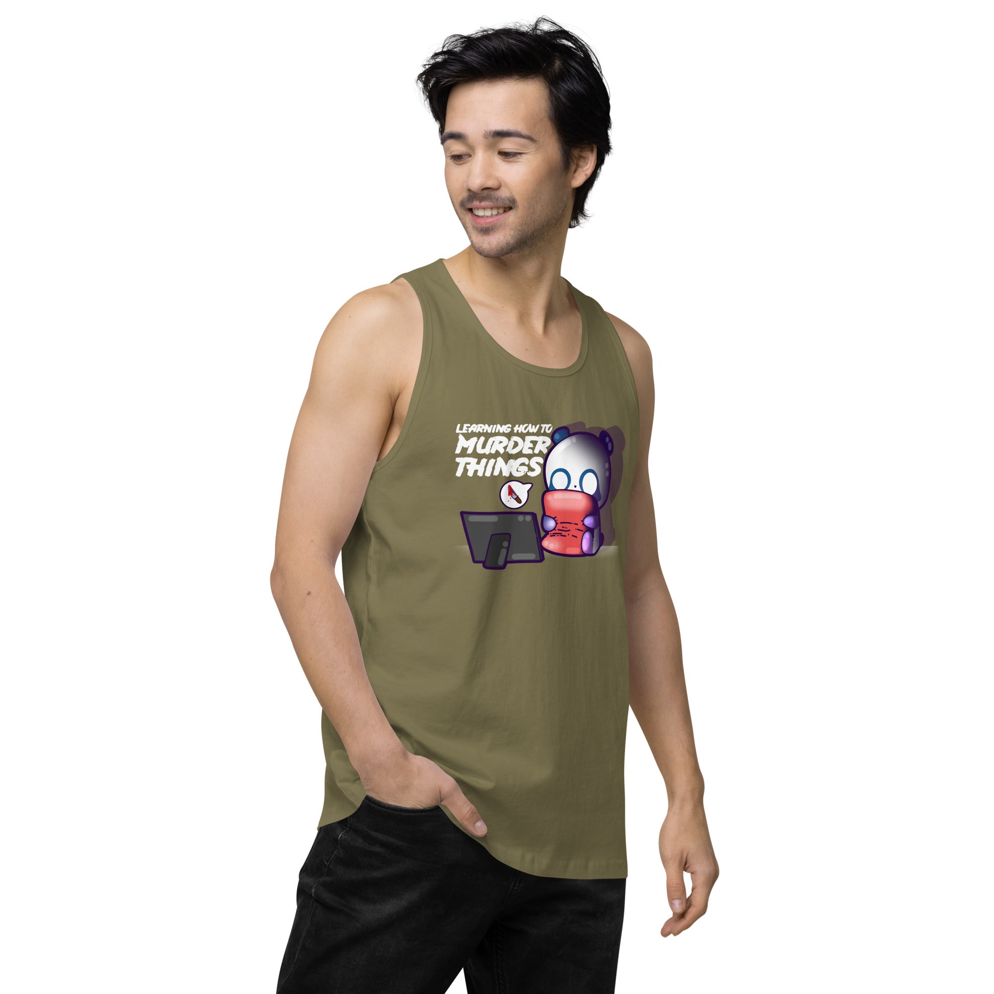 LEARNING HOW TO MURDER THINGS - Premium Tank Top - ChubbleGumLLC