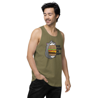 FOOD MAKES ME HAPPY - Premium Tank Top - ChubbleGumLLC