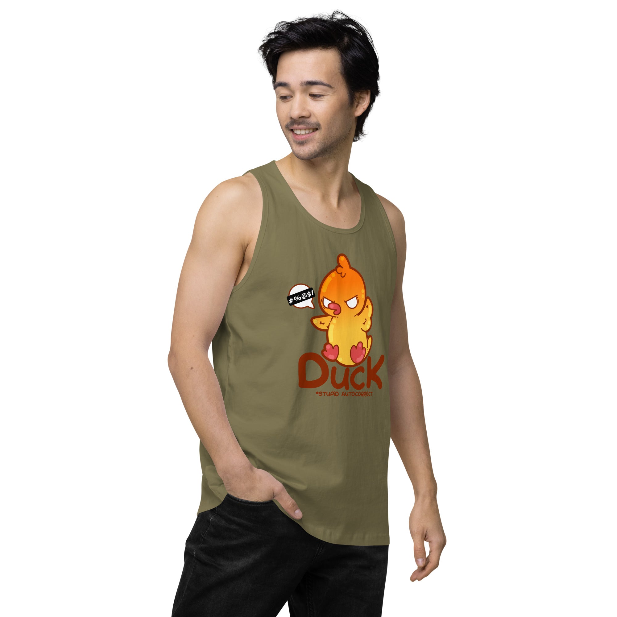 DUCK STUPID AUTOCORRECT - Premium Tank Top - ChubbleGumLLC