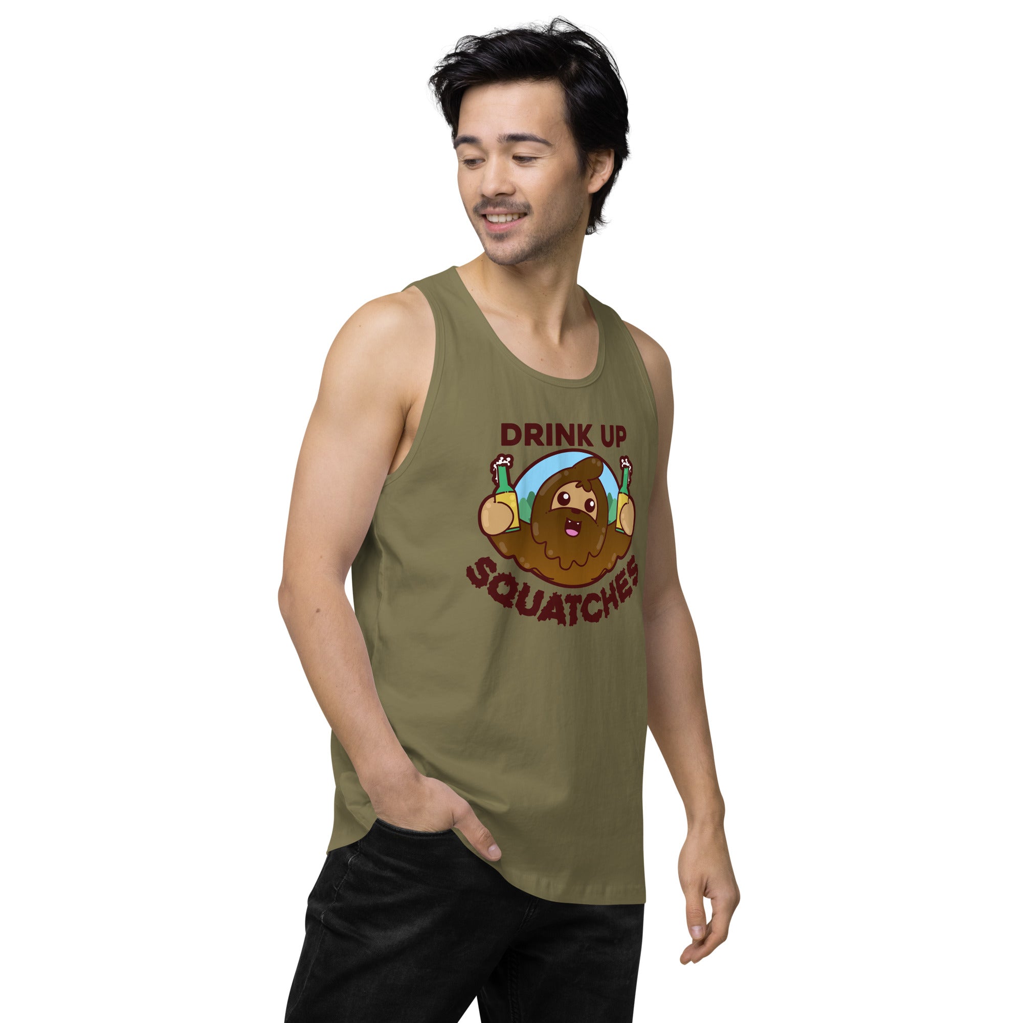 DRINK UP SQUATCHES - Premium Tank Top - ChubbleGumLLC