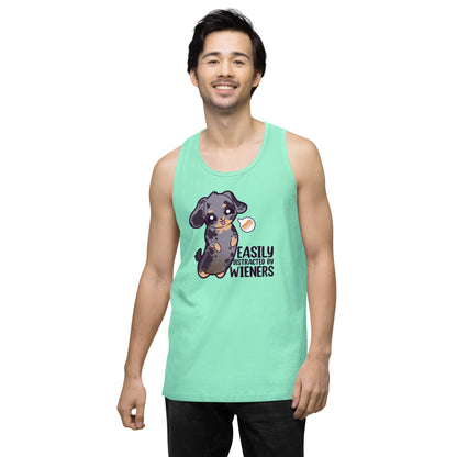 EASILY DISTRACTED BY WIENERS - Premium Tank Top - ChubbleGumLLC