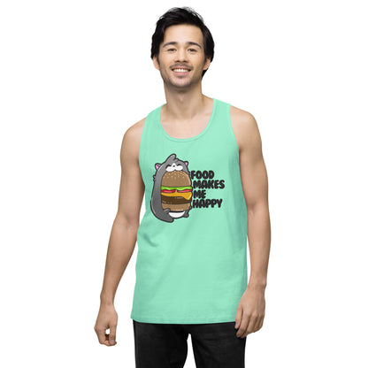 FOOD MAKES ME HAPPY - Premium Tank Top - ChubbleGumLLC